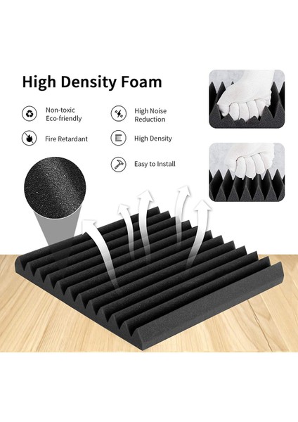 Akustik Köpük Paneller 48 Paket Akustik Paneller 1 x 12 x 12INCH Studio Ses Emici Fayans Kayıt Tavan (Yurt Dışından) fırsatları