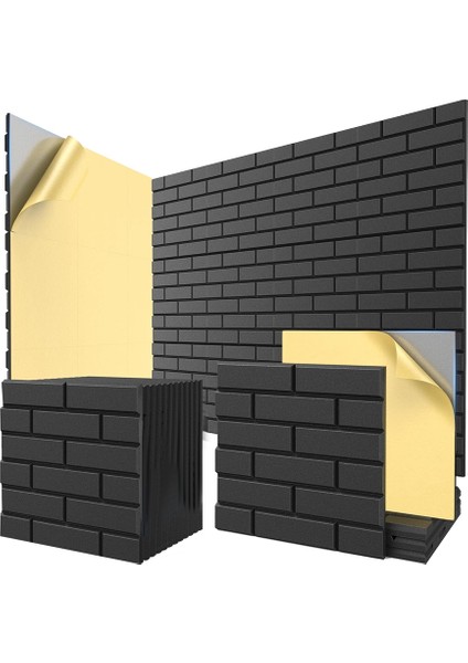 12 Paket Akustik Paneller Kendinden Yapışkanlı 12 x 12 x 0 4 Inç Ses Geçirmez Duvar Panelleri Ev Stüdyosu Ofis Dekoru Siyah (Yurt Dışından)