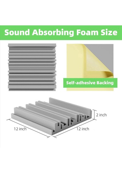 12 Pcs Kendinden Yapışkan Akustik Köpük Paneller 12 x 12 x 2 Inç Ses Emici Köpük Stüdyo Ses Geçirmez Köpük Kayıt (Yurt Dışından) fırsatları