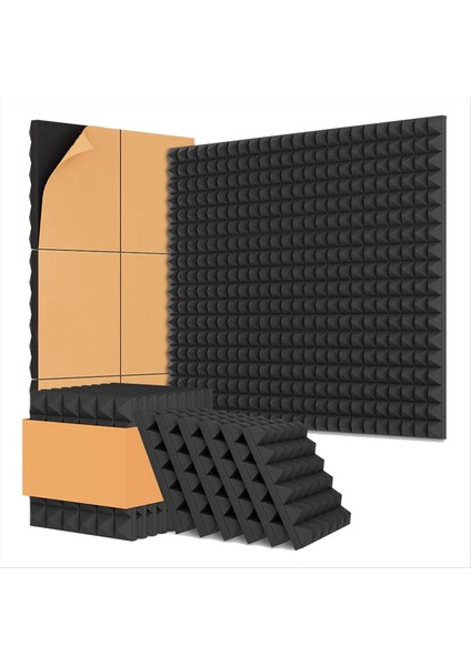 8 Paket Akustik Köpük Paneller 12X12X2 Inç Duvarlar Için Ses Geçirmez Köpük Paneller Kendi Kendine Yapışkanlı Ses Panelleri (Yurt Dışından)