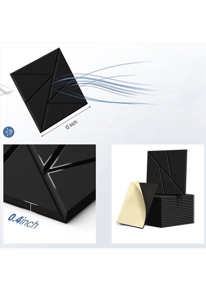 32PCS Kendi Kendine Yapışkanlı Akustik Panel 12X12X0 4in Ses Geçirmez Panel Ses Paneli Ev Stüdyosu Ofisi Için Yüksek Yoğunluk 2 (Yurt Dışından) fiyatları