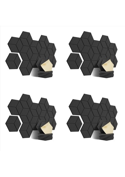 48 Ses Izolasyonu ve Akustik Için (Siyah) Paket Akustik Köpük Kendi Yapışkan Ses Geçirmez Paneller (Yurt Dışından)