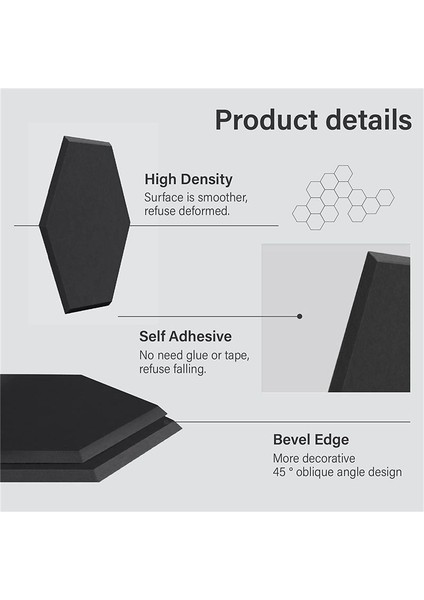 8 Paket Stüdyolar/kayıt Stüdyoları/ofisleri Için Kendi Yapışkanlı Altıgen Akustik Panel Ses Emici Panel (Yurt Dışından) indirimleri
