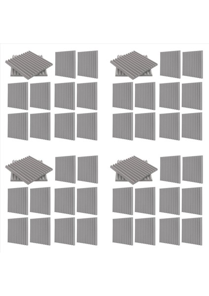 48 Paket Kendi Yapışkan Akustik Paneller Ses Geçirmez Köpük Panelleri Ev Için Yüksek Yoğunluklu Ses Yalıtımı Duvar Panelleri (Gri) (Yurt Dışından)