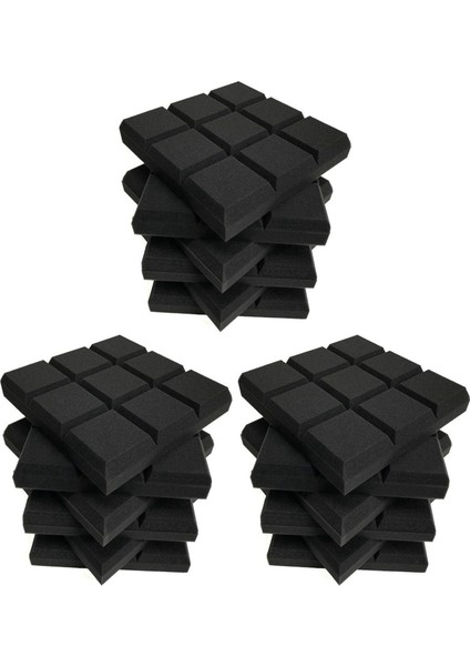 18 Paket 30X30X5CM Akustik Köpük Paneller Eğimli 9 Blok Karo Ses Panelleri Takozlar Ses Geçirmez Ses Yalıtım Emici (Yurt Dışından)