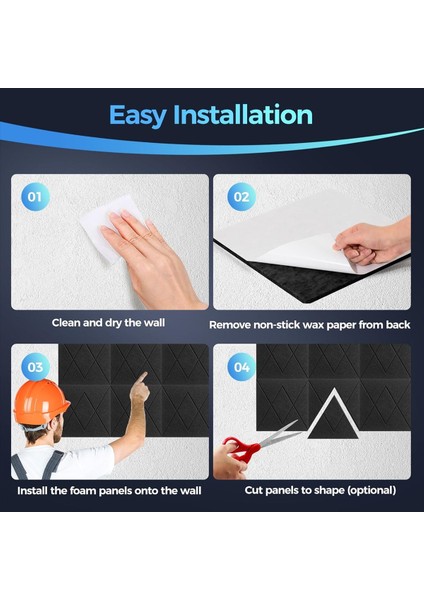 12 Paket Akustik Köpük Panelleri 12X12X0 4inch Kendi Kendine Yapışkan Ses Geçirmez Duvar Panelleri Walls Home Office -C (Yurt Dışından) indirimleri