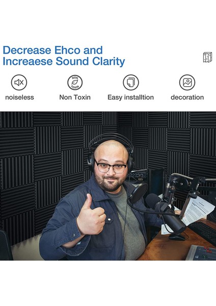 12 Pcs Akustik Köpük Kartı Stüdyo Fayans Akustik Köpük Ses Geçirmez Piramit Stüdyo Duvar Paneli 2 5X30X30CM (Yurt Dışından) fırsatları