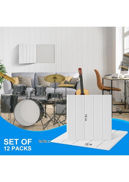12 Paket Ses Geçirmez Köpük Panelleri 12X12X0 4 Inç Kendi Kendine Yapışkan Akustik Duvar Panelleri Akustik Için Beyaz (Yurt Dışından) fiyatları