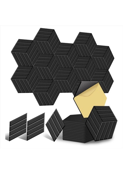 12 Paket Kendi Yapışkan Akustik Paneller Ses Geçirmez Duvar Panelleri Gürültü Emici Siyah Için Ses Geçirmez Köpük Paneller (Yurt Dışından)