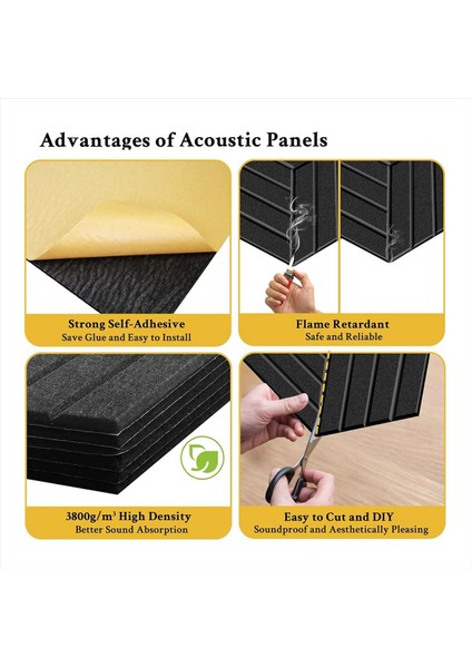 12 Paket Kendi Yapışkan Akustik Paneller Ses Geçirmez Duvar Panelleri Gürültü Emici Siyah Için Ses Geçirmez Köpük Paneller (Yurt Dışından) modelleri