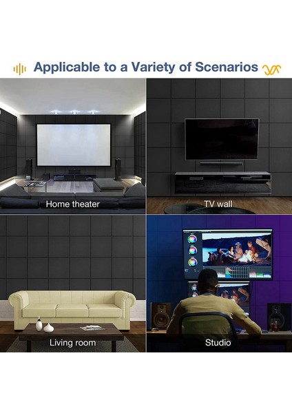 Kendinden Yapışkan Akustik Paneller 48 Paket 12 x 12 x 0 4 Inç Ses Geçirmez Dolgu Ev Için Ses Emici Panel Siyah (Yurt Dışından) indirimleri