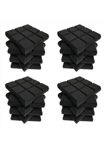 24 Paket 30X30X5CM Akustik Köpük Paneller Eğimli 9 Blok Karo Ses Panelleri Takozlar Ses Geçirmez Ses Yalıtım Emici (Yurt Dışından)