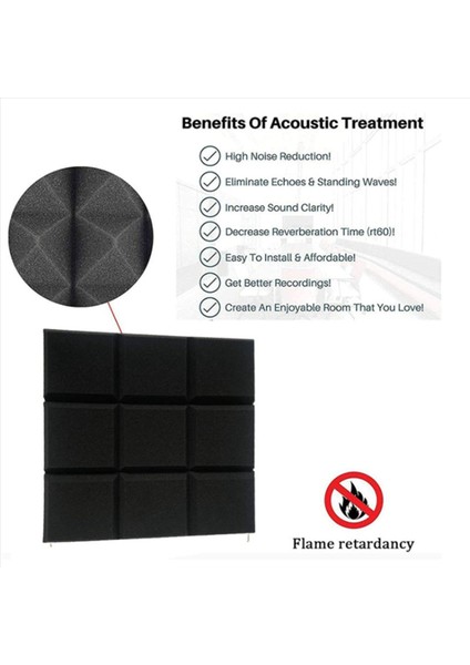 24 Paket 30X30X5CM Akustik Köpük Paneller Eğimli 9 Blok Karo Ses Panelleri Takozlar Ses Geçirmez Ses Yalıtım Emici (Yurt Dışından) indirimleri