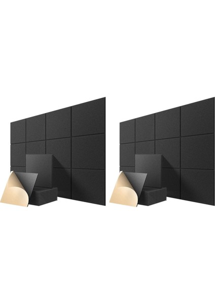 Kendinden Yapışkan Akustik Paneller 24 Paket 12 x 12 x 0 4 Inç Ses Geçirmez Dolgu Ev Için Ses Emici Panel Siyah (Yurt Dışından)