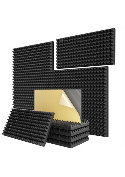 12 Paket Kendi Kendine Yapışkan Piramit Ses Geçirmez Köpük Paneller 24 x 12 x 2 Inç Akustik Paneller Gürültü Emici Iptal Etmek Için (Yurt Dışından)