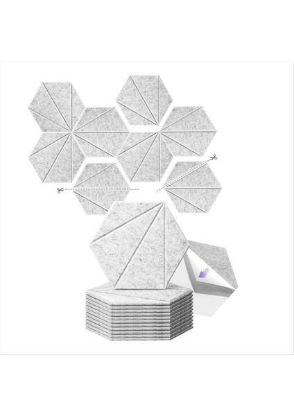 12 Paket Akustik Köpük Panelleri 12X10X6X0 4 Inç Kendi Kendine Yapışkan Ses Geçirmez Köpük Duvar Panelleri Akustik Gümüş Gri Için (Yurt Dışından)