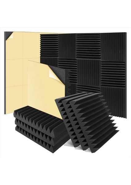 6 Paket Ses Düzeltısı Köpük Paneller 2 x 12 x 12 Inç Kendi Kendinden Yapışkan Yüksek Yoğunluklu Akustik Köpük Ses Geçirmez Duvar Panelleri (Yurt Dışından)