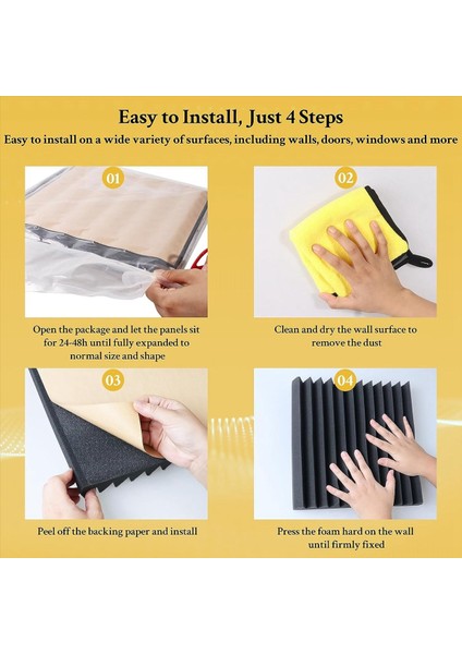 6 Paket Ses Düzeltısı Köpük Paneller 2 x 12 x 12 Inç Kendi Kendinden Yapışkan Yüksek Yoğunluklu Akustik Köpük Ses Geçirmez Duvar Panelleri (Yurt Dışından) fırsatları