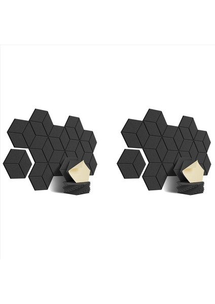 Ses Yalıtımı ve Akustik Için 24 Paket Akustik Köpük Kendi Yapışkanlı Ses Geçirmez Paneller (Siyah) (Yurt Dışından)