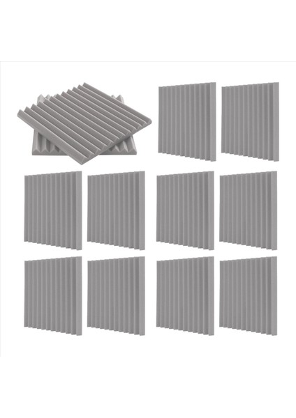 12 Paket Kendi Yapışkan Akustik Paneller Ses Geçirmez Köpük Paneller Yüksek Yoğunluklu Ses Yalıtımı Duvar Panelleri (Gri) (Yurt Dışından)