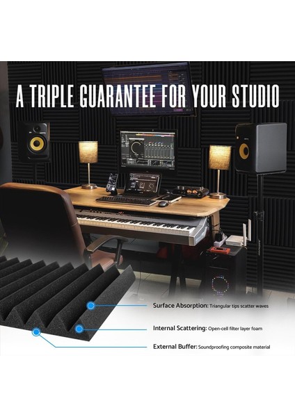 52 Paket Akustik Köpük Panelleri 1 x 12 x 12 Inç Duvarlar Için Ses Geçirmez Köpük Paneller Ses Geçirmez Duvar Panelleri Akustik Paneller (Yurt Dışından) fiyatları