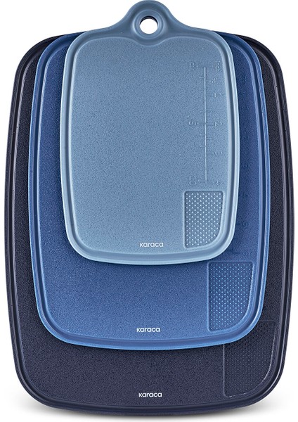 Triocut 3'lü Ölçülü Kesme Tahtası Mavi