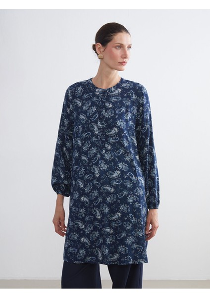 Yeni Sezon Hakim Yaka Desenli Kadın Tunik
