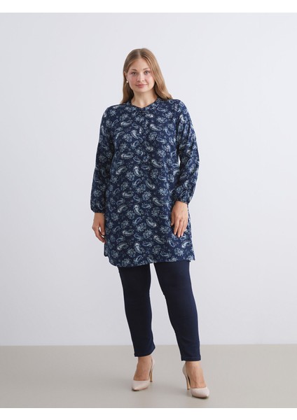 Yeni Sezon Hakim Yaka Desenli Kadın Tunik fiyatları