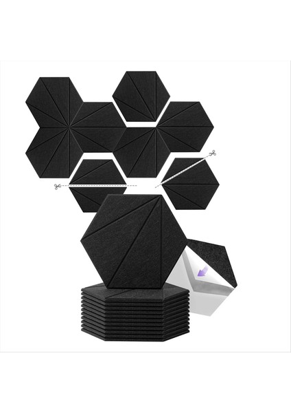 12 Paket Akustik Köpük Panelleri 12X10X6X0 4 Inç Kendi Kendine Yapışkan Ses Geçirmez Köpük Duvar Panelleri Akustik Için Siyah (Yurt Dışından)