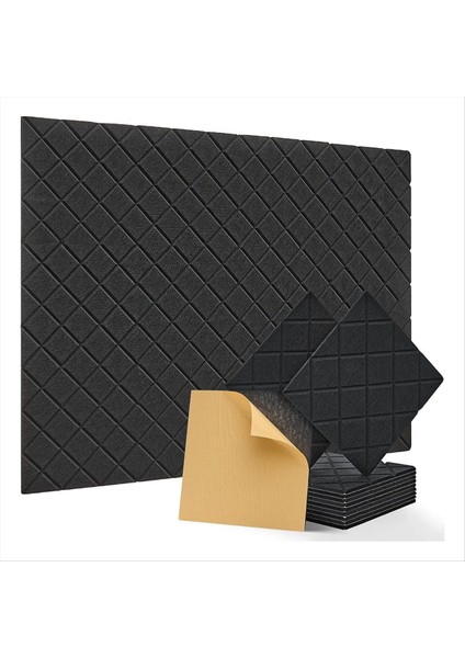 12 Pack Akustik Paneller Kendi Yapışkanlı 12X12X0 4in Ses Geçirmez Köpük Paneller Duvarlar Için Ses Emici Karo Siyah (Yurt Dışından)