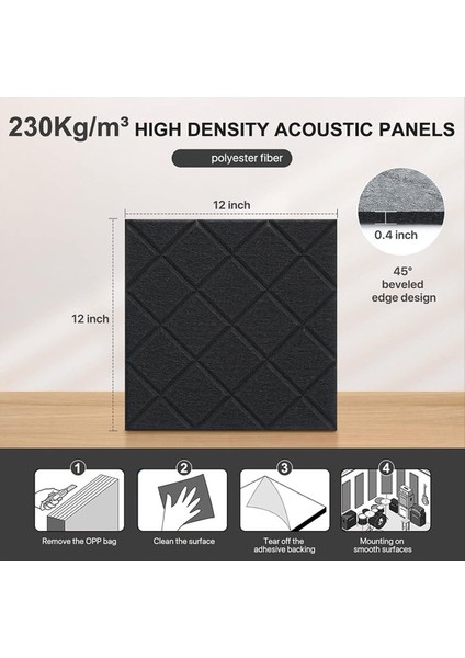12 Pack Akustik Paneller Kendi Yapışkanlı 12X12X0 4in Ses Geçirmez Köpük Paneller Duvarlar Için Ses Emici Karo Siyah (Yurt Dışından) indirimleri