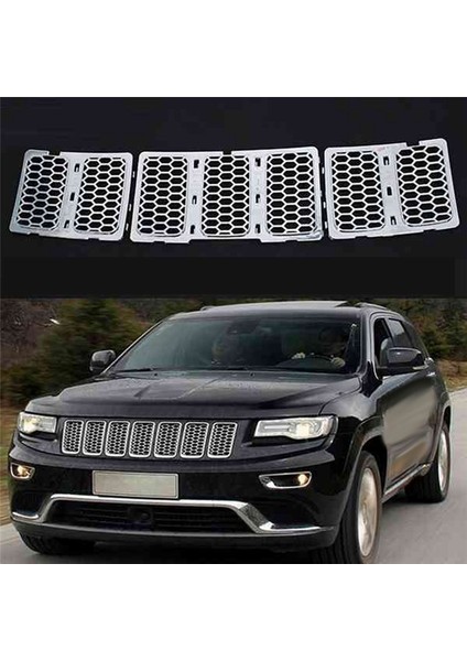 Araba Orta Mesh Grille Ön Izgara Ekler Jeep Grand Cherokee Için Döşeme Örgü Kiti 2014-2016 Gümüş 68143075AB (Yurt Dışından) indirimleri
