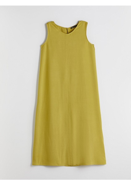 Yeni Sezon Bisiklet Yaka A Kesim Keten Karışımlı Elbise indirimleri