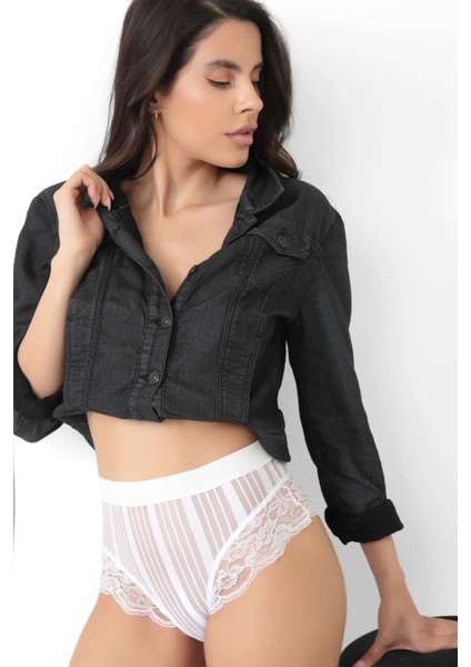 Beyaz Kadın Çizgili Külot VERONICA-K1010 modelleri