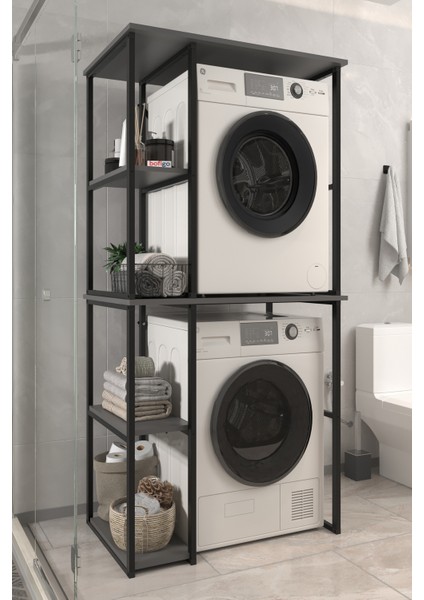 Çamaşır Makinesi Dolabı Kurutma Makinesi Dolabı Metal Banyo Dolabı Mısra Antrasit modelleri