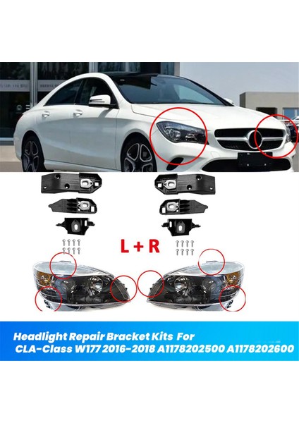Araba Far Onarım Braket Kitleri Mercedes-Benz Için Sabit Tutucu Vidası W177 2016-2018 A1178202500 A1178202600 (Yurt Dışından) fırsatları