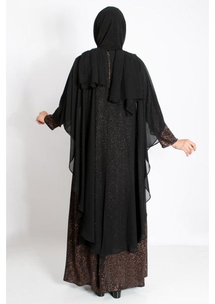 Pelerinli Simli Abiye Bakır MDA2216