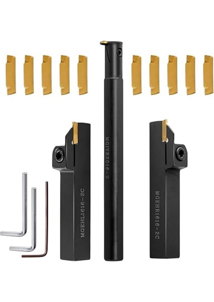 Torna Kesme Aletleri Seti - 3pcs 5/8 Inç Kanal Tutucu Tutucu 10 Pcs ile Indekslenebilir Karbür Ekleri MGMN200 (Yurt Dışından)