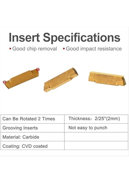 Torna Kesme Aletleri Seti - 3pcs 5/8 Inç Kanal Tutucu Tutucu 10 Pcs ile Indekslenebilir Karbür Ekleri MGMN200 (Yurt Dışından) modelleri