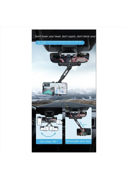 Universal Araba Dikizli Ayna Telefon Tutucu 360 Derece Döndürme Araba Telefon Tutucu Stand Dash Cam Gps Akıllı Telefon Braketi (Yurt Dışından) fiyatları