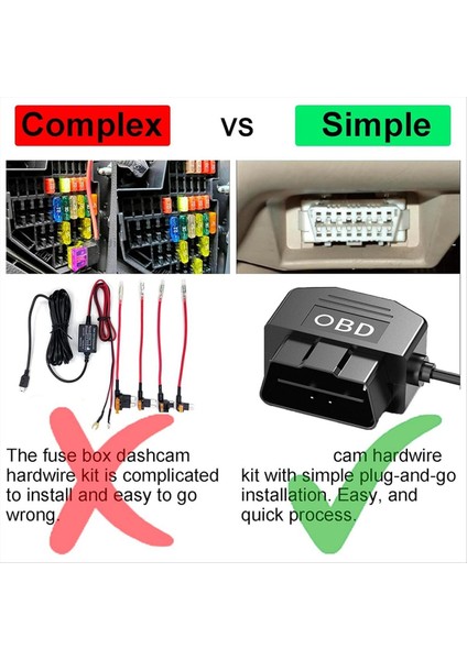 Dash Cam Obd Hardwire Kit Dash Camera USB Tip C Hardwire Kiti Dashcam 12-24V Ila 5V/3A Için Obd Güç Kablosu (Yurt Dışından) modelleri