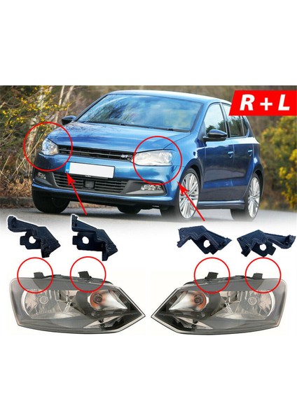 1paır Ön Far Montaj Braket Onarım Kiti 6R0998225/226 Vw Polo Için 09-17 Kafa Işık Lambası Sabit Tutucu Vida L+R (Yurt Dışından) fiyatları