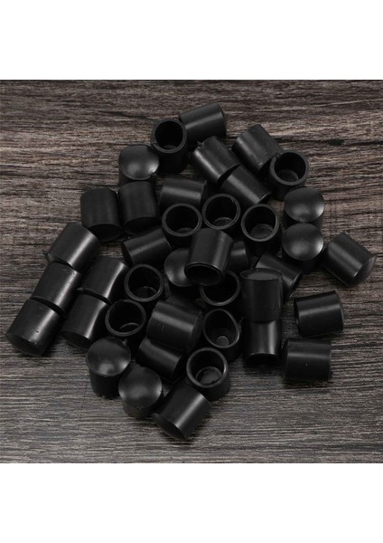 Kauçuk Kapaklar 40 Parçalı Siyah Kauçuk Tüp Uçları 10MM Yuvarlak (Yurt Dışından)