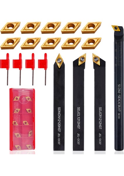 Dizinlenebilir Torna Dönüş Araçları 14 Pcs Sıkma Browing Kesme Diş Çıkma Karbür Dönüş Araçları Dönüşü Için 1/2 Inç Set (Yurt Dışından)