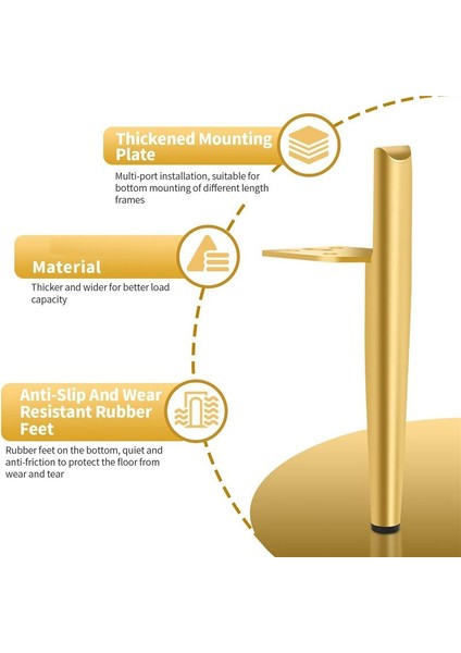 Mobilya Ayak Liği 19 5cm Altın Metal Masa Bacakları Maksimum Yük 600 kg Mobilya Bacakları Kanepe Ayak Dolabı Ayakları 4pcs Altın (Yurt Dışından) fırsatları