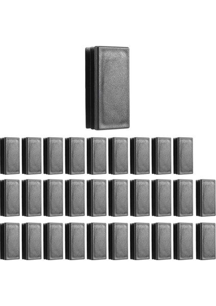 Plastik Dikdörtgen Blankalı Uç Tüp Kapakları Ekler 25X50MM 30 Pcs Siyah (Yurt Dışından)