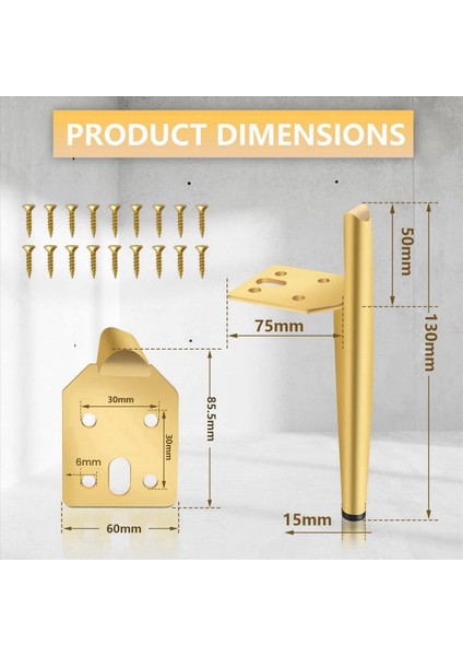 Mobilya Ayak Liği 19 5cm Altın Metal Masa Bacakları Maksimum Yük 600 kg Mobilya Bacakları Kanepe Ayak Dolabı Ayak 8pcs Altın (Yurt Dışından) fırsatları