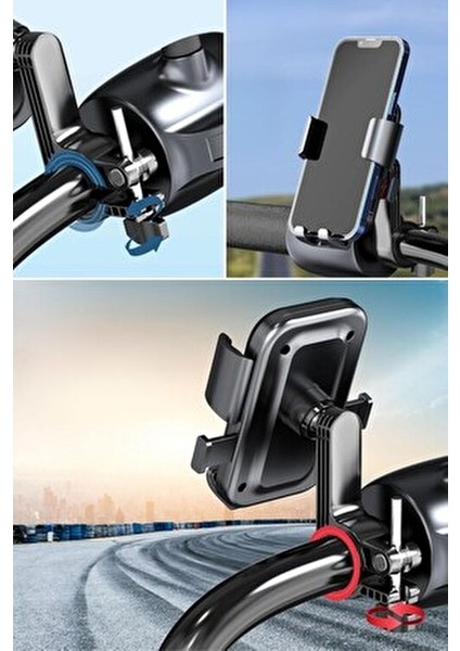 Buffer® 360 Derece Dönebilen Gidon Telefon Tutucu Aparat Motosiklet ve Bisiklet
