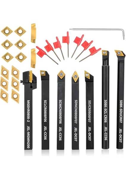 Torna Dönüş Aracı 5/16INCH 8mm-Shank 7pcs Torna Alet Tutucu Dönüş Için Dönme Ipliği 14 Pcs Karbür ile Sıkıcı (Yurt Dışından)