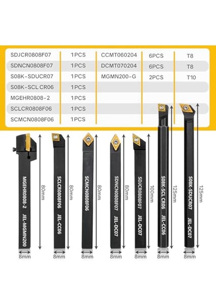 Torna Dönüş Aracı 5/16INCH 8mm-Shank 7pcs Torna Alet Tutucu Dönüş Için Dönme Ipliği 14 Pcs Karbür ile Sıkıcı (Yurt Dışından) modelleri